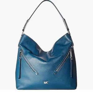 Michael Kors Evie Large Leather Hobo Bag In Teal